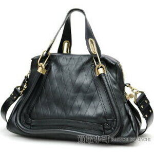 Chloe Paraty Military Handbag Lattice Black Leather Shoulder Bag Diamonds